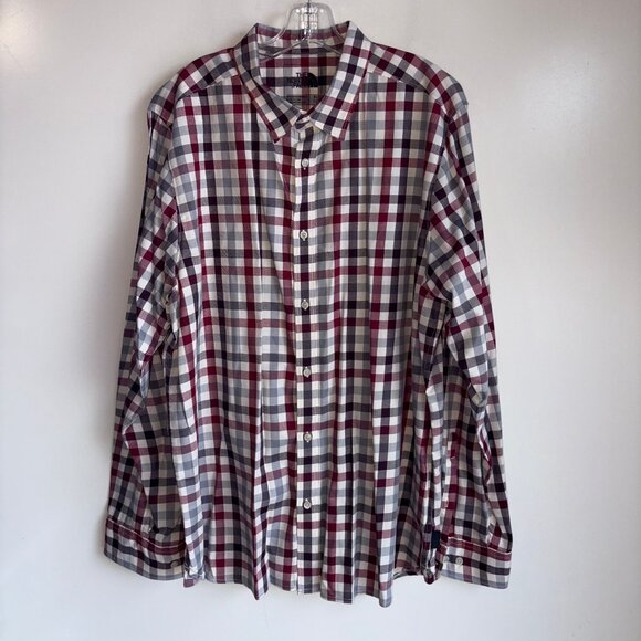 THE NORTH FACE Long Sleeve Button Up Shirt Men's XL Checkered Red Gray - Picture 1 of 8